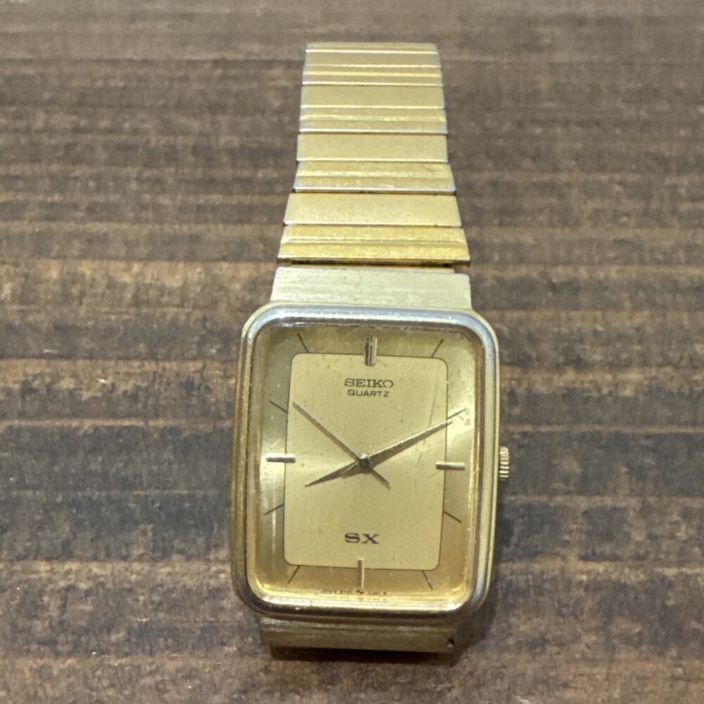 Seiko Ladies Vintage Gold Tone Quartz Watch SX Stretch Band - Needs New Battery
